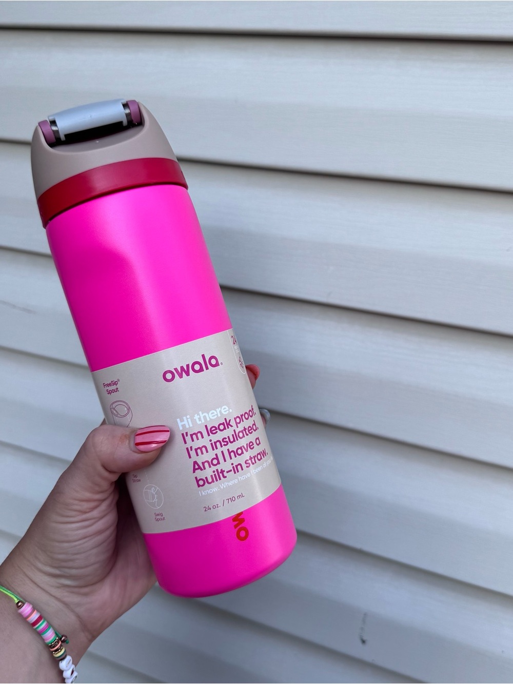 NWT Owala FreeSip 24oz Neon Pink Water Bottle Insulated Stainless Steel